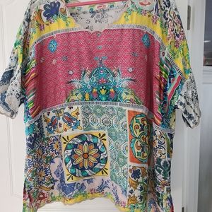 Johnny Was 100% Silk 1x top